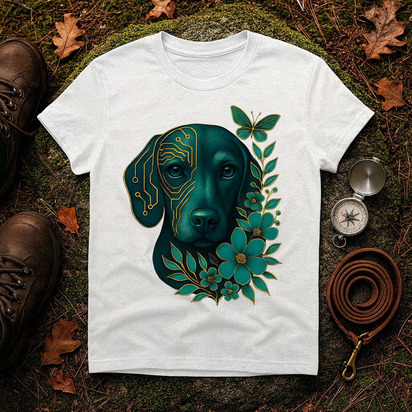 Artistic Dog Lover T-Shirt, Gift for Pet Owners, Nature-Inspired Tee, Birthday Gift, Casual Wear, Unisex Softstyle Tee