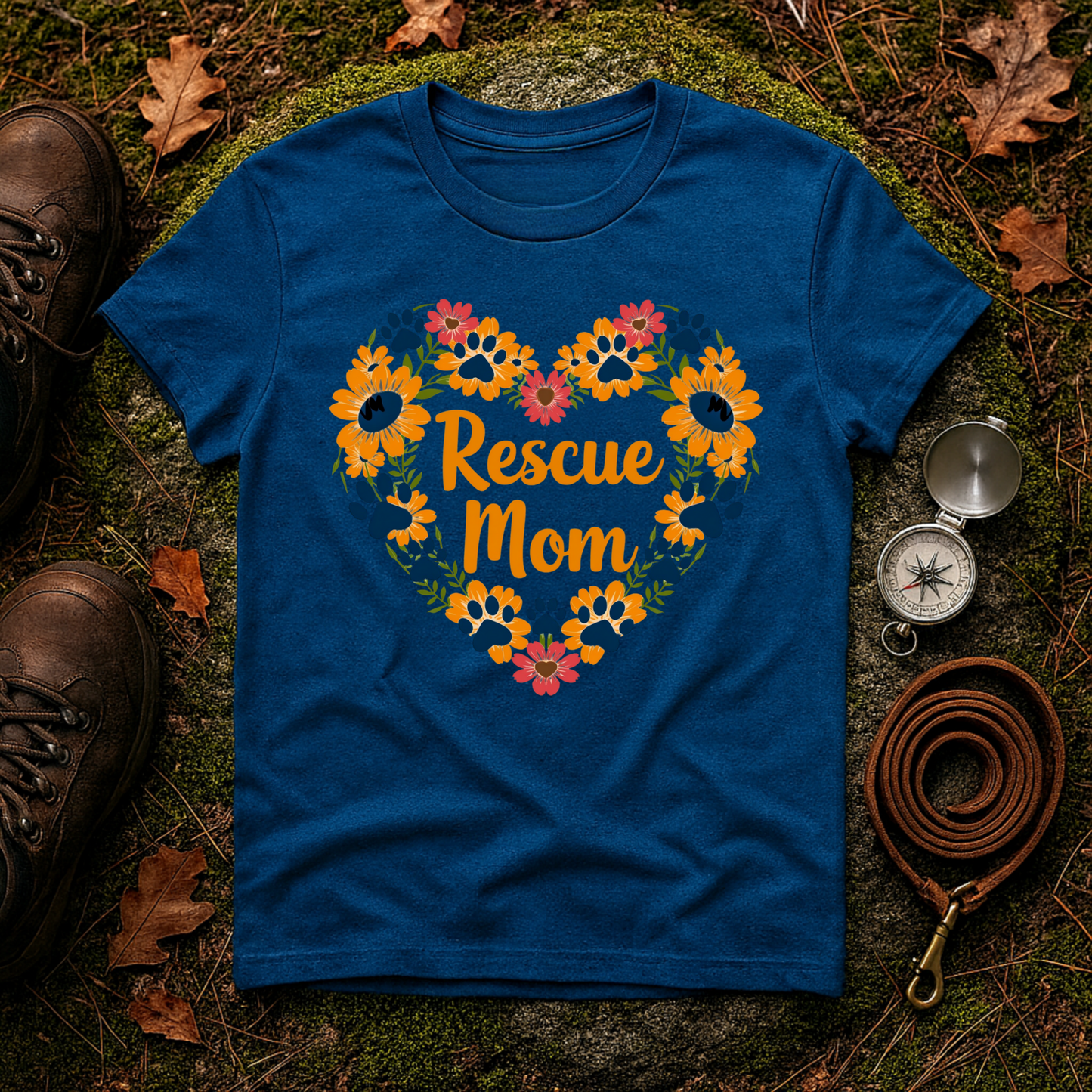 Rescue Mom Floral Heart Tee – Dog Mom Gift