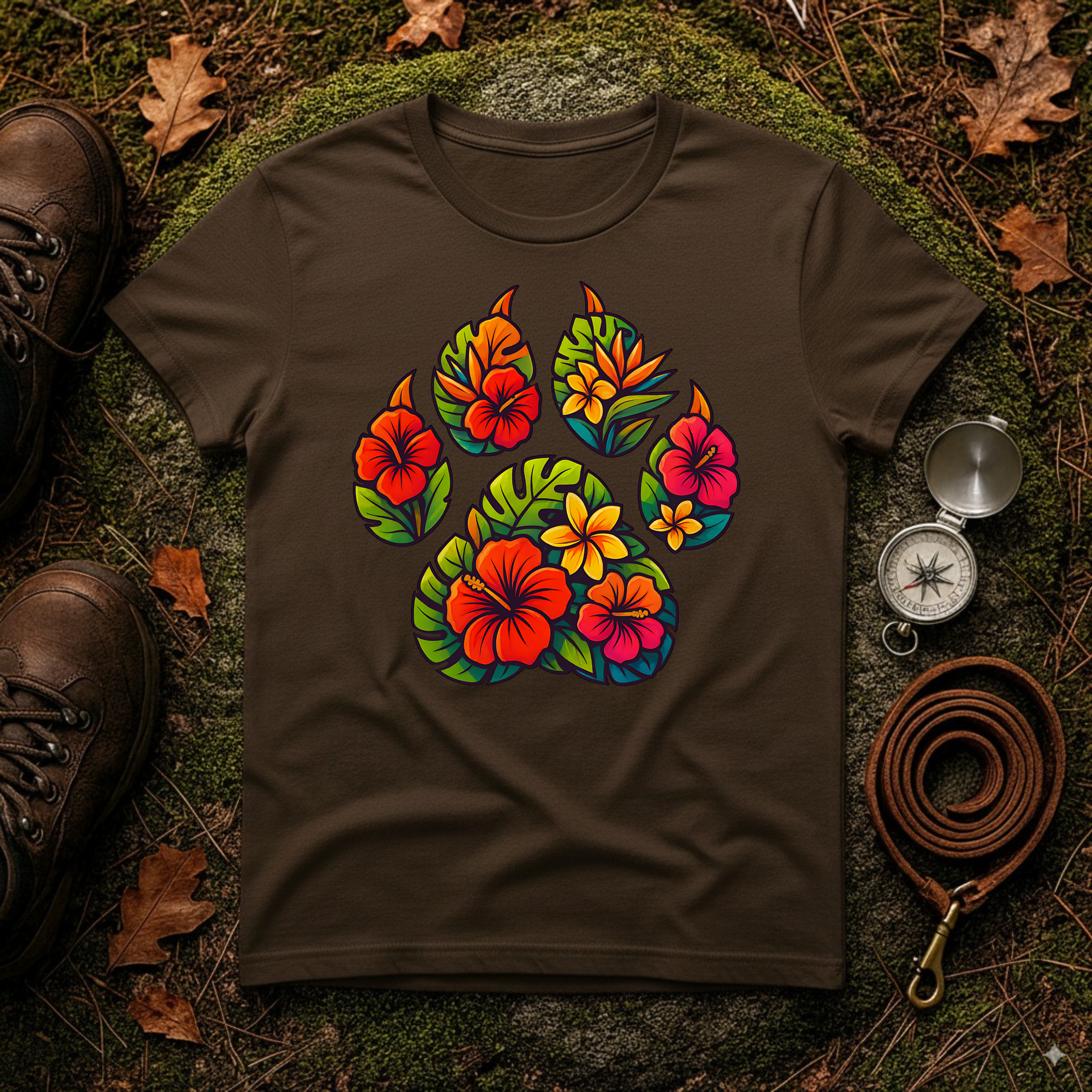 Tropical Paw Print T-Shirt