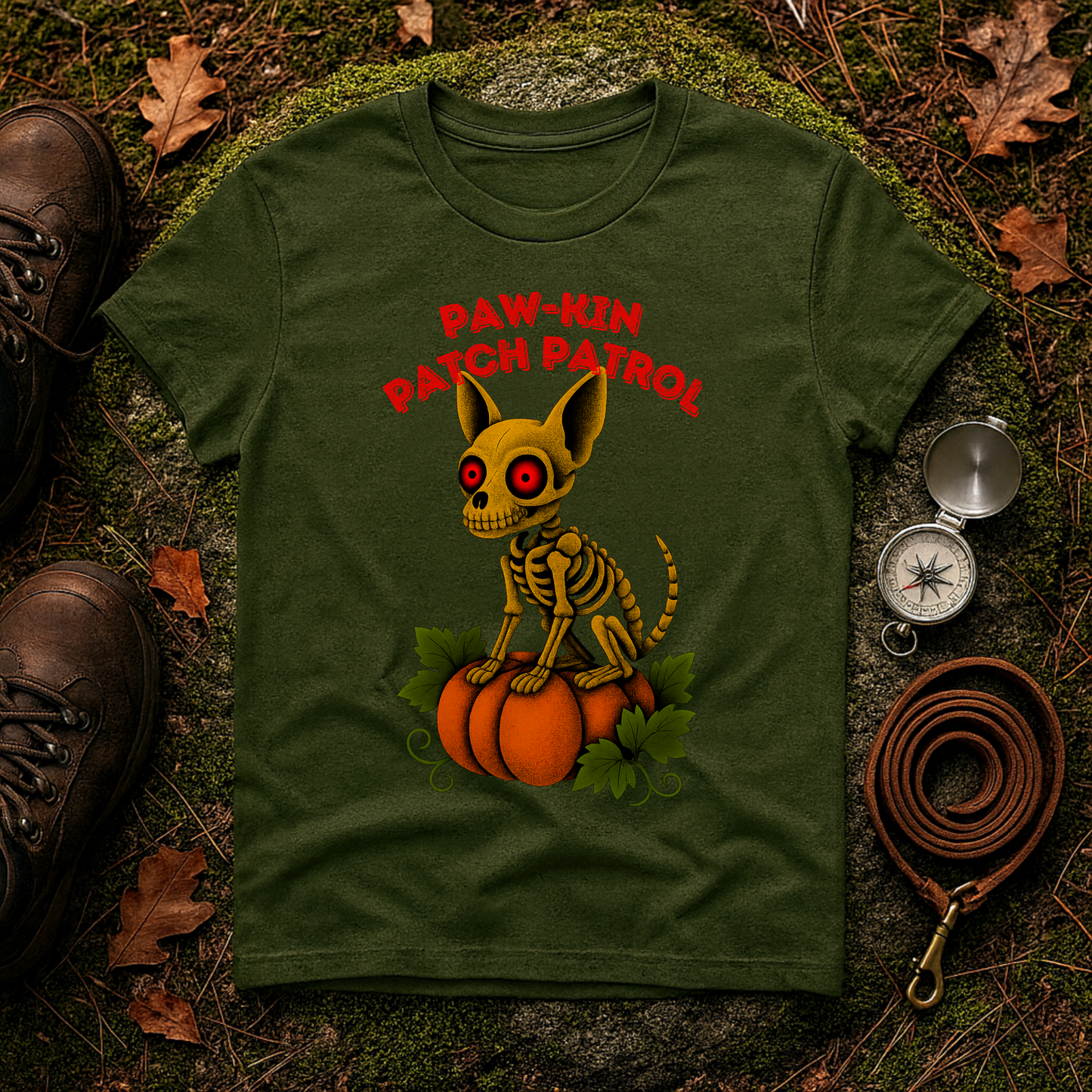 Paw-kin Patch Patrol Skeleton Chihuahua Halloween T-Shirt