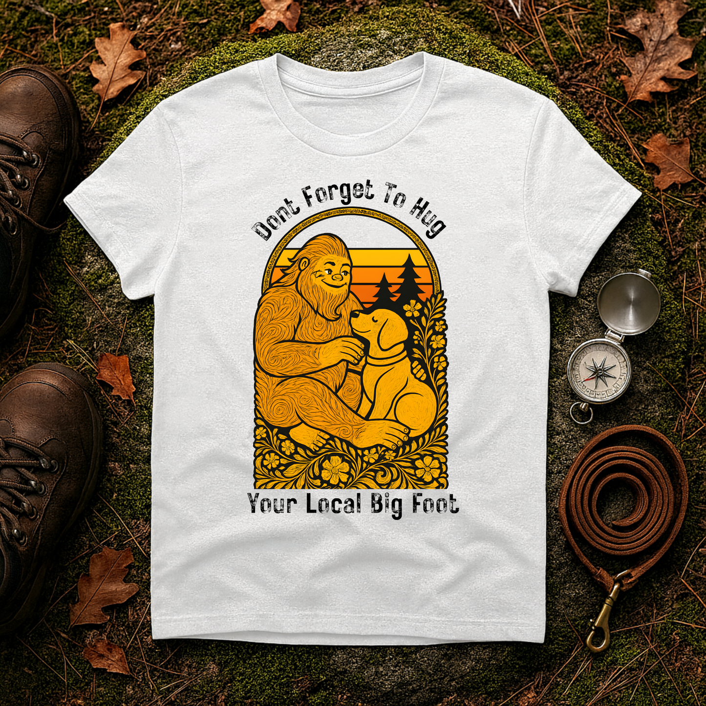 Bigfoot Hug T-Shirt — Sasquatch Dog Lover Tee