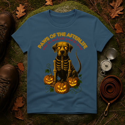 Paws of the Afterlife Labrador Skeleton Halloween T-Shirt
