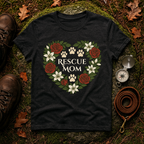 Rescue Mom Floral Paw Print Dog Lover T-Shirt