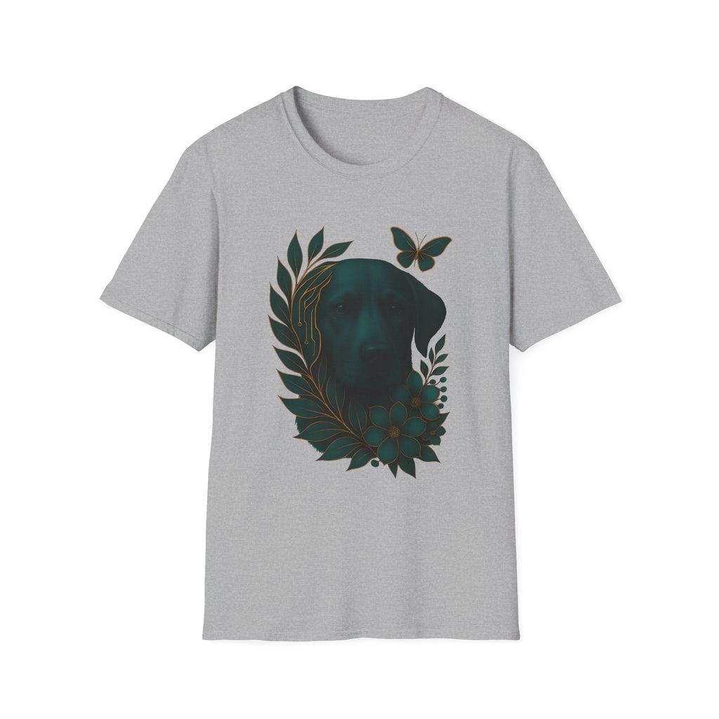 Cyber Floral Dog Silhouette T-Shirt