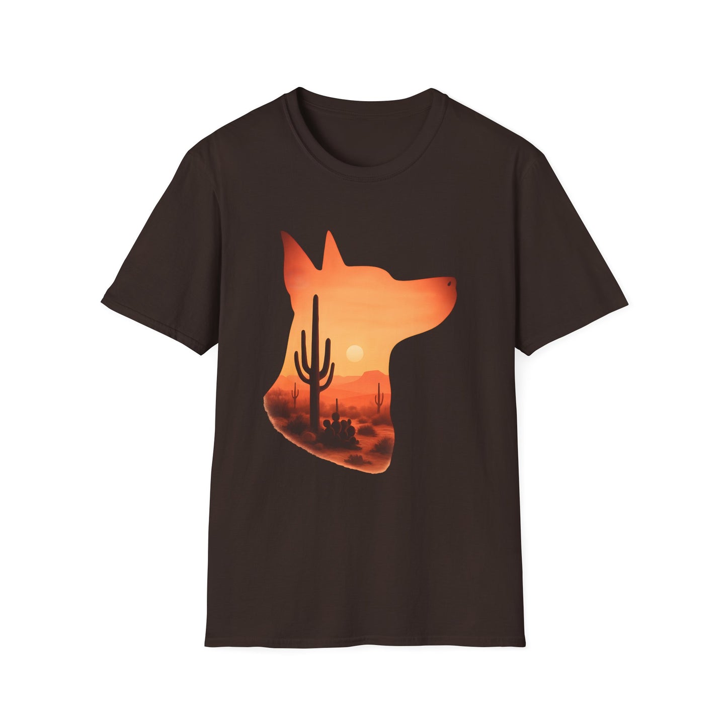 Desert Dog Silhouette T-Shirt | Unisex Graphic Tee, Dog Lover Gift, Nature Vibe Shirt, Outdoor Adventure Apparel, Casual Everyday Wear