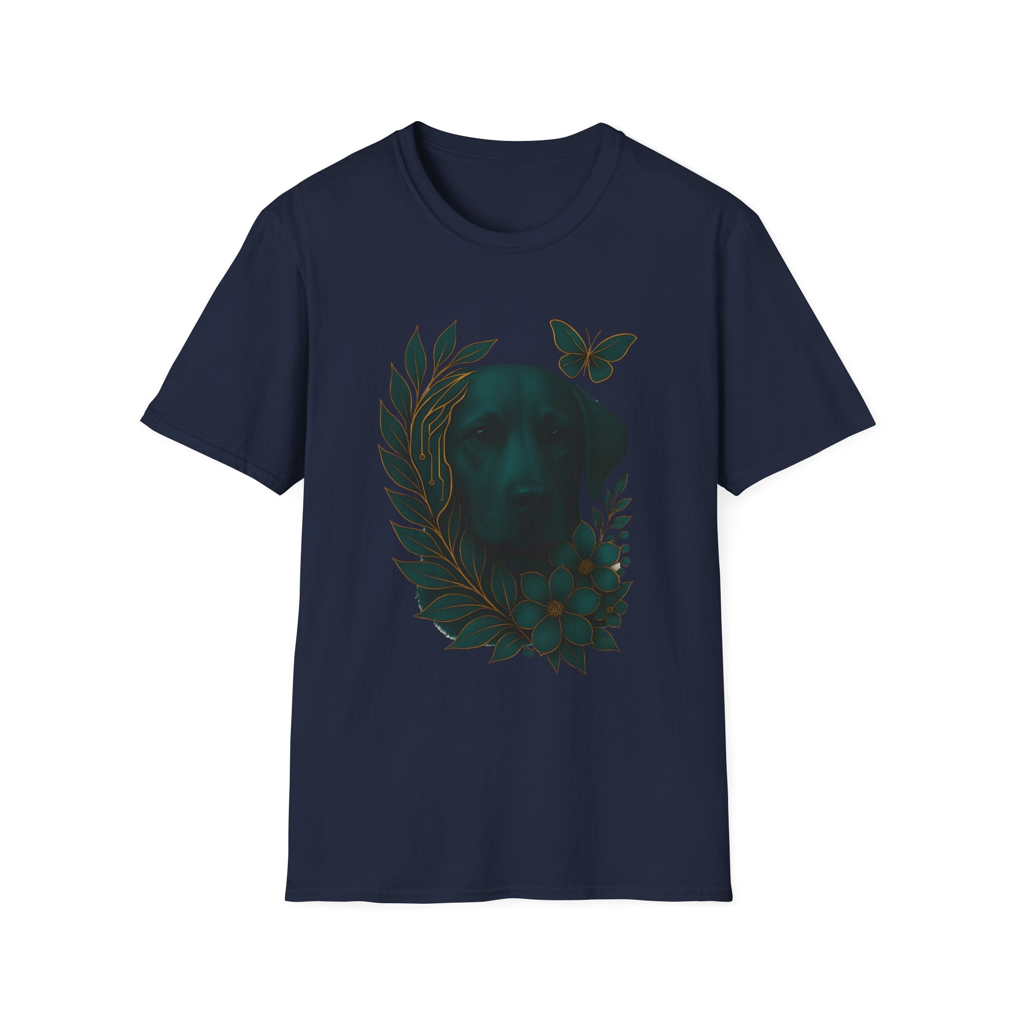 Cyber Floral Dog Silhouette T-Shirt