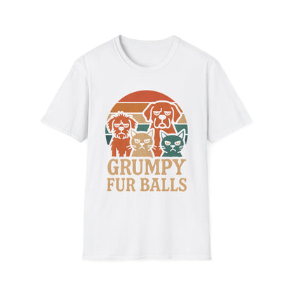 Grumpy Fur Balls Funny Cat and Dog T-Shirt for Pet Lovers.Funny Animal Shirt, Gifts for Dog Owners, Cat Lover Apparel, Cute Pet Humor
