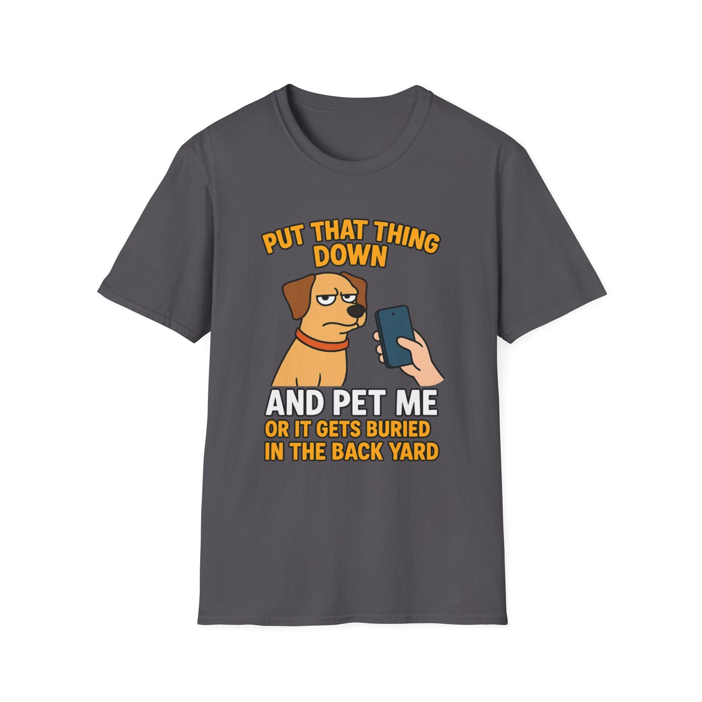 Funny Dog Pet Me Phone Warning T-Shirt for Pet Lovers, Humorous Dog Shirt