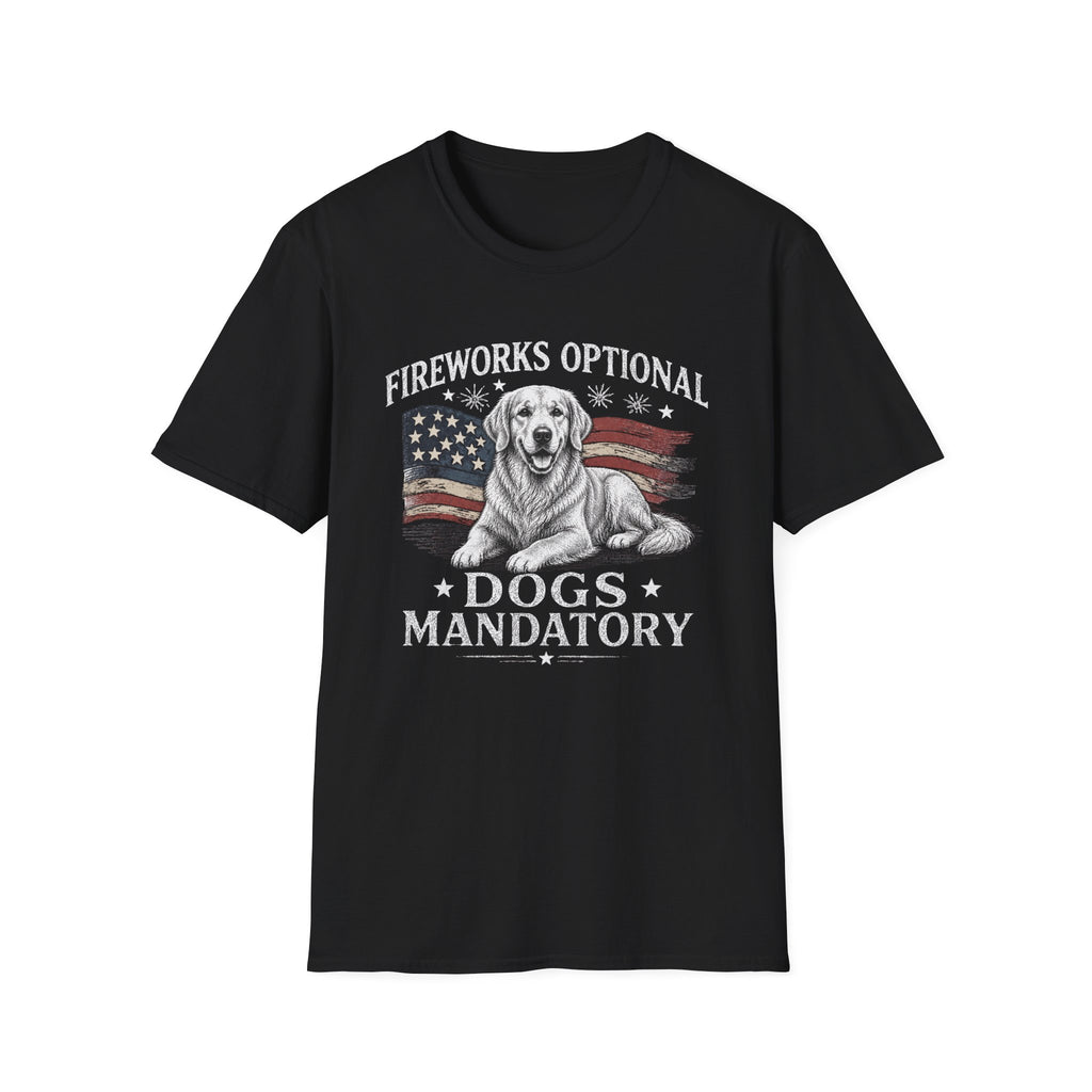 Fireworks Optional Dogs Mandatory Golden Retreiver T-Shirt