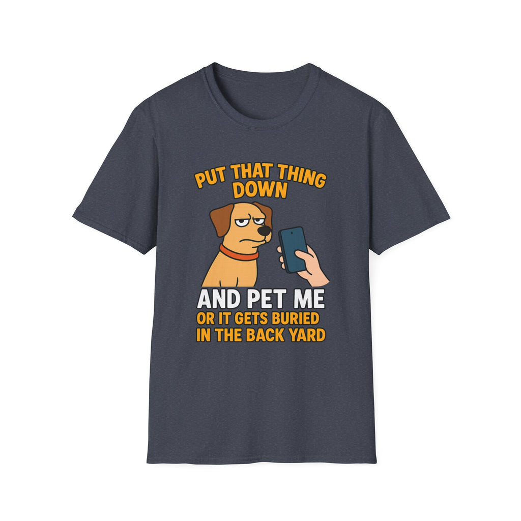 Funny Dog Pet Me Phone Warning T-Shirt