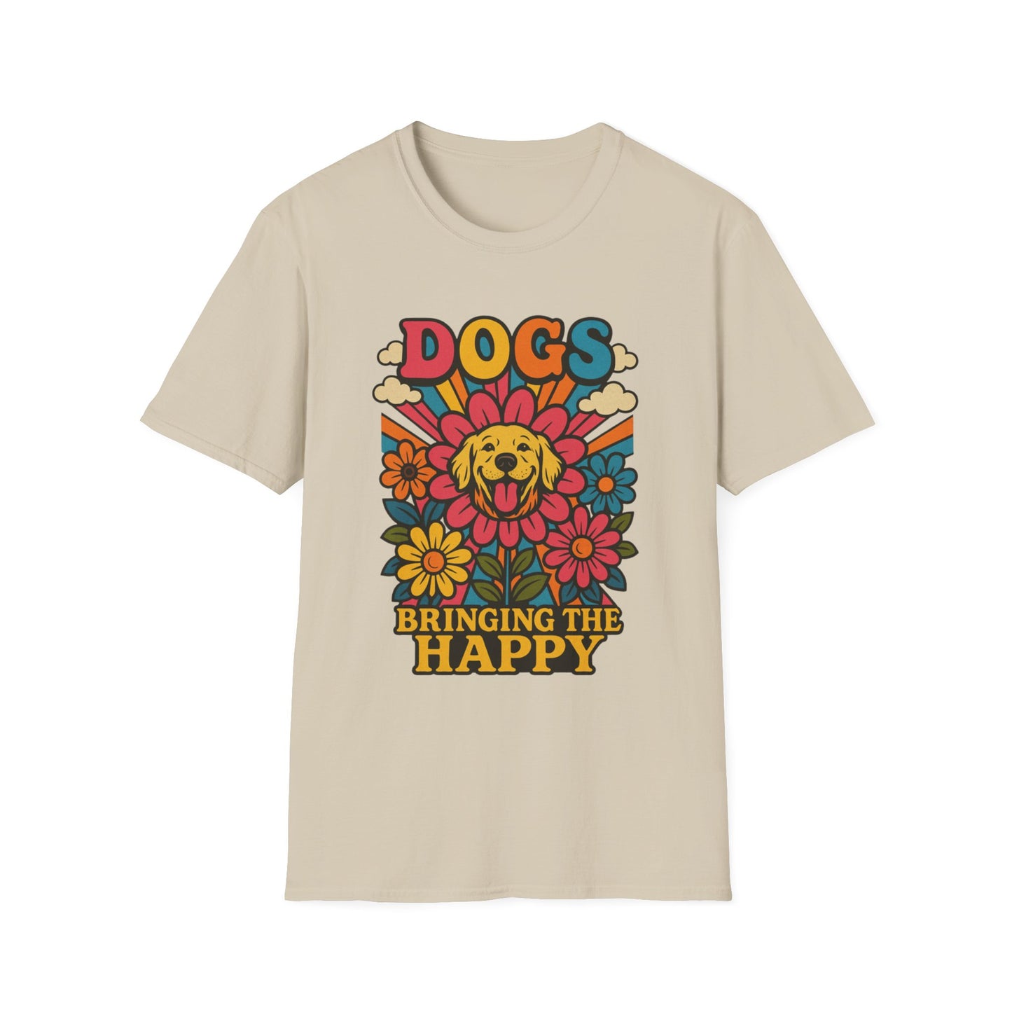 Dog Lovers Retro T-Shirt, Happy Dog Tee, Unisex Graphic Shirt, Gift for Dog Owners, Summer Casual Wear