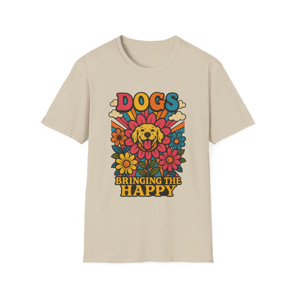 Dog Lovers Retro T-Shirt, Happy Dog Tee, Unisex Graphic Shirt, Gift for Dog Owners, Summer Casual Wear