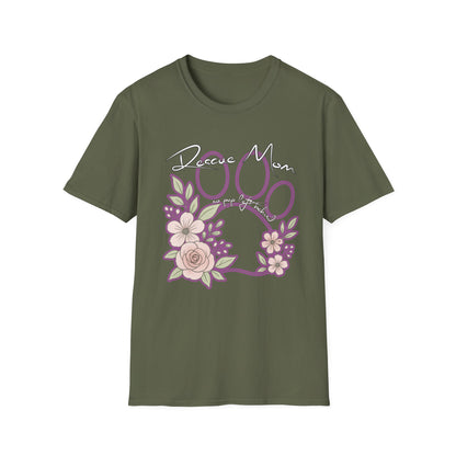 Rescue Mom Floral Paw T-Shirt — Adopt a Rescue Dog