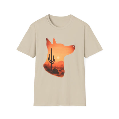 Desert Dog Silhouette T-Shirt | Unisex Graphic Tee, Dog Lover Gift, Nature Vibe Shirt, Outdoor Adventure Apparel, Casual Everyday Wear