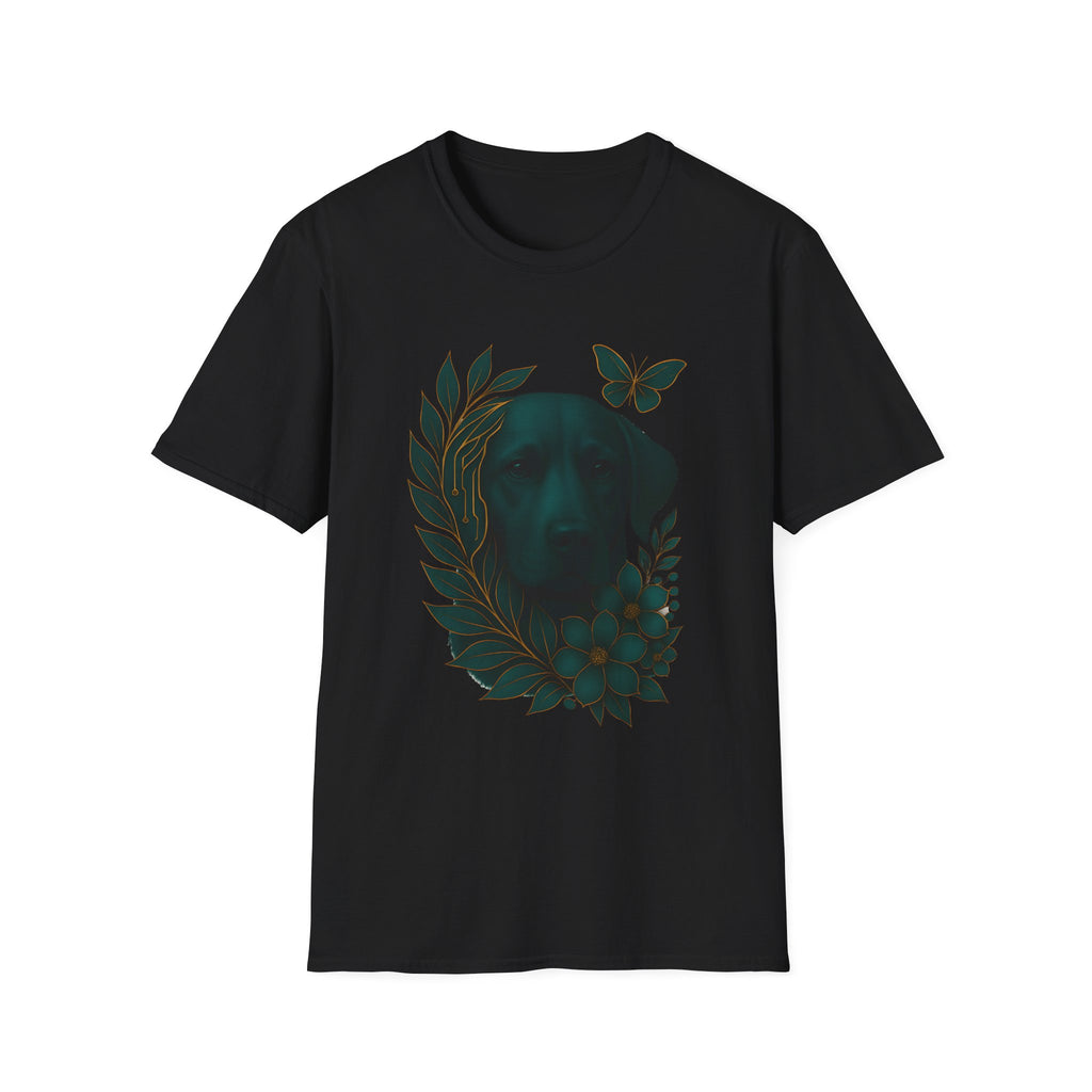 Cyber Floral Dog Silhouette T-Shirt