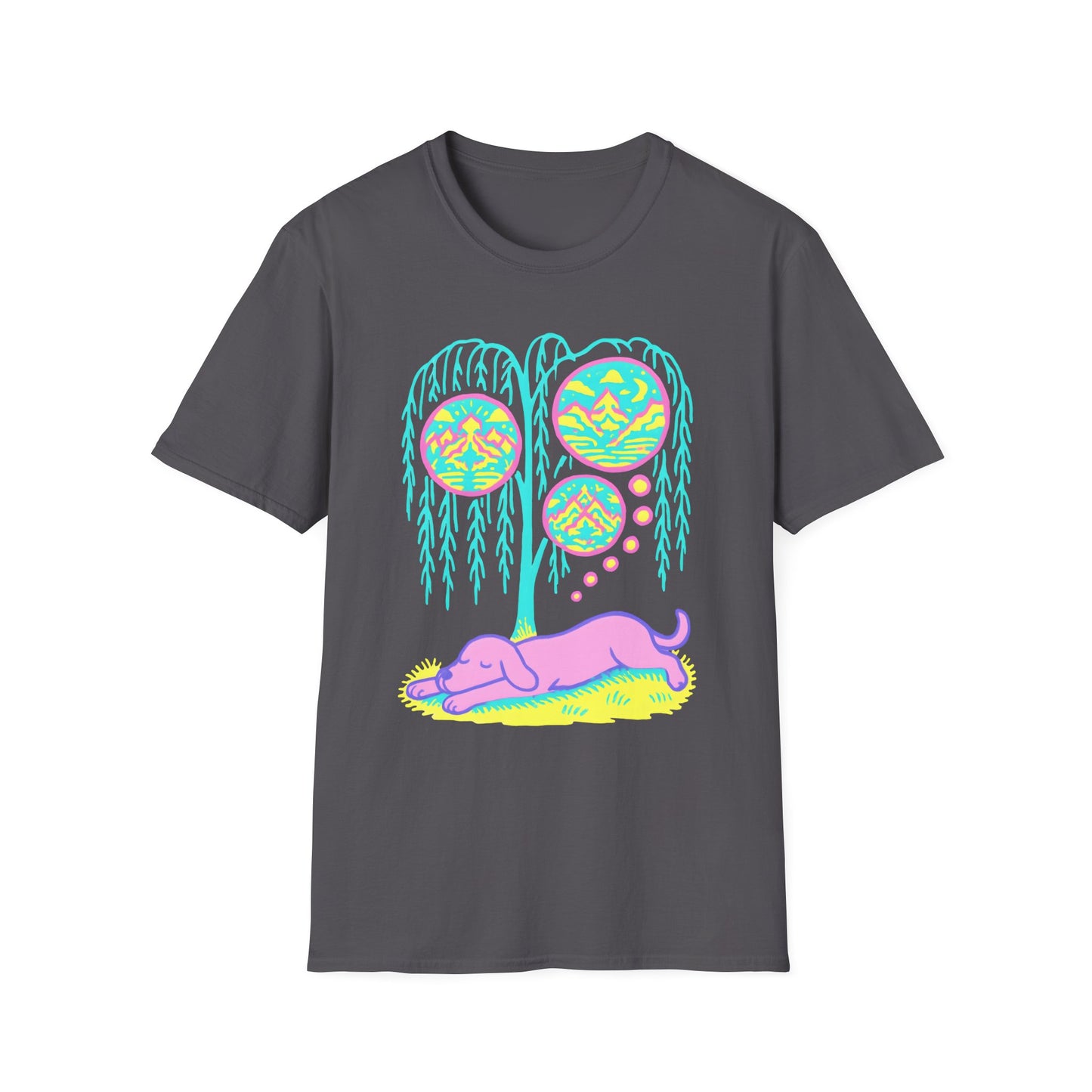 Vibrant Dreaming Dog Psychedelic Nature Art Colorful T-Shirt