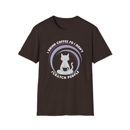 Funny Cat Coffee Shirt – I Drink Coffee So I Don't Scratch People Tee
