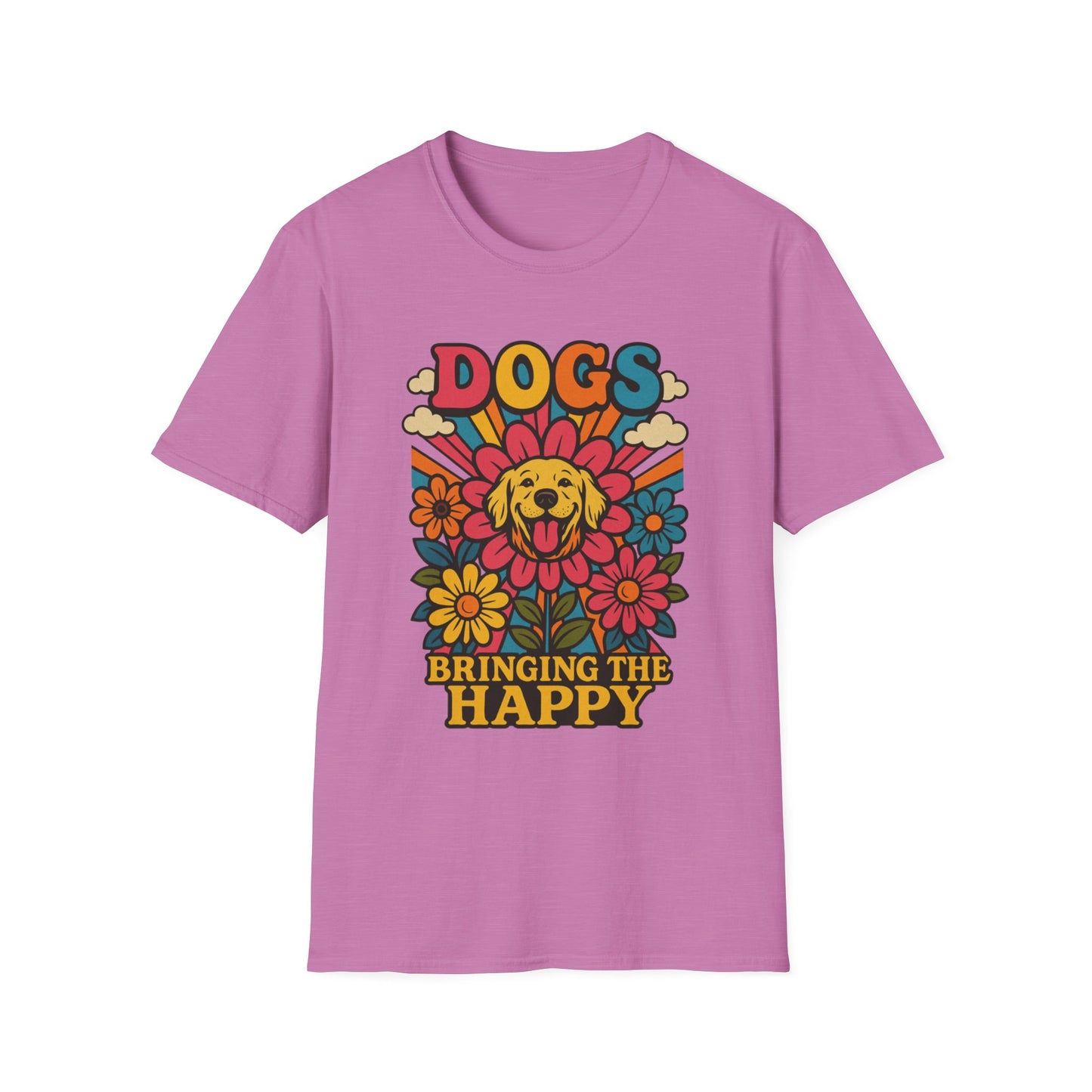Dog Lovers Retro T-Shirt, Happy Dog Tee, Unisex Graphic Shirt, Gift for Dog Owners, Summer Casual Wear
