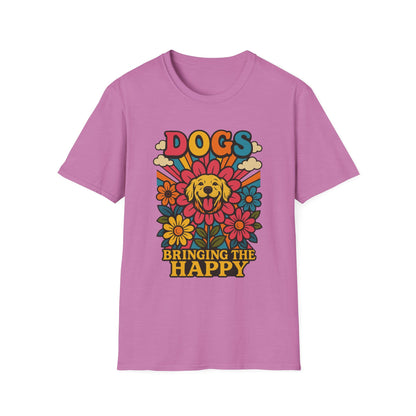 Dog Lovers Retro T-Shirt, Happy Dog Tee, Unisex Graphic Shirt, Gift for Dog Owners, Summer Casual Wear