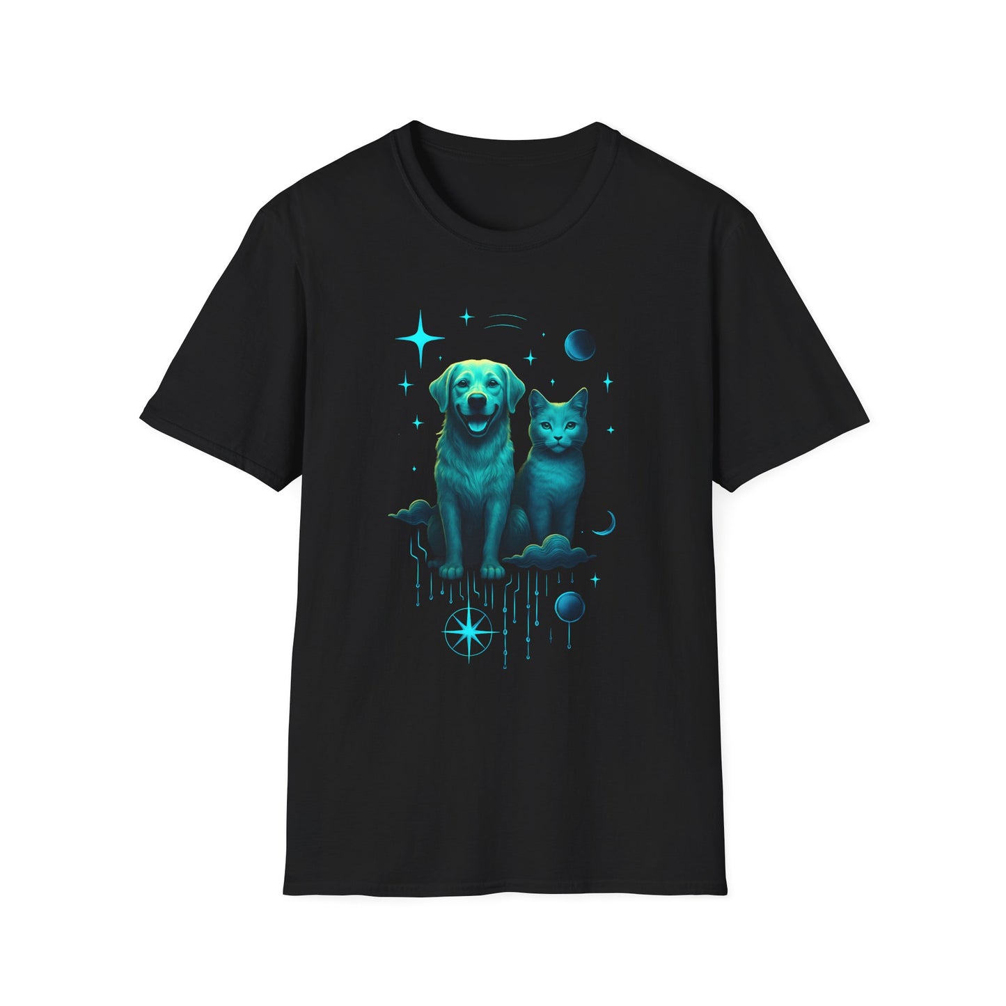 Celestial Dog and Cat Glow Space Pet Lover T-Shirt