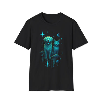 Celestial Dog and Cat Glow Space Pet Lover T-Shirt
