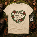 Rescue Mom Floral Paw Print Dog Lover T-Shirt
