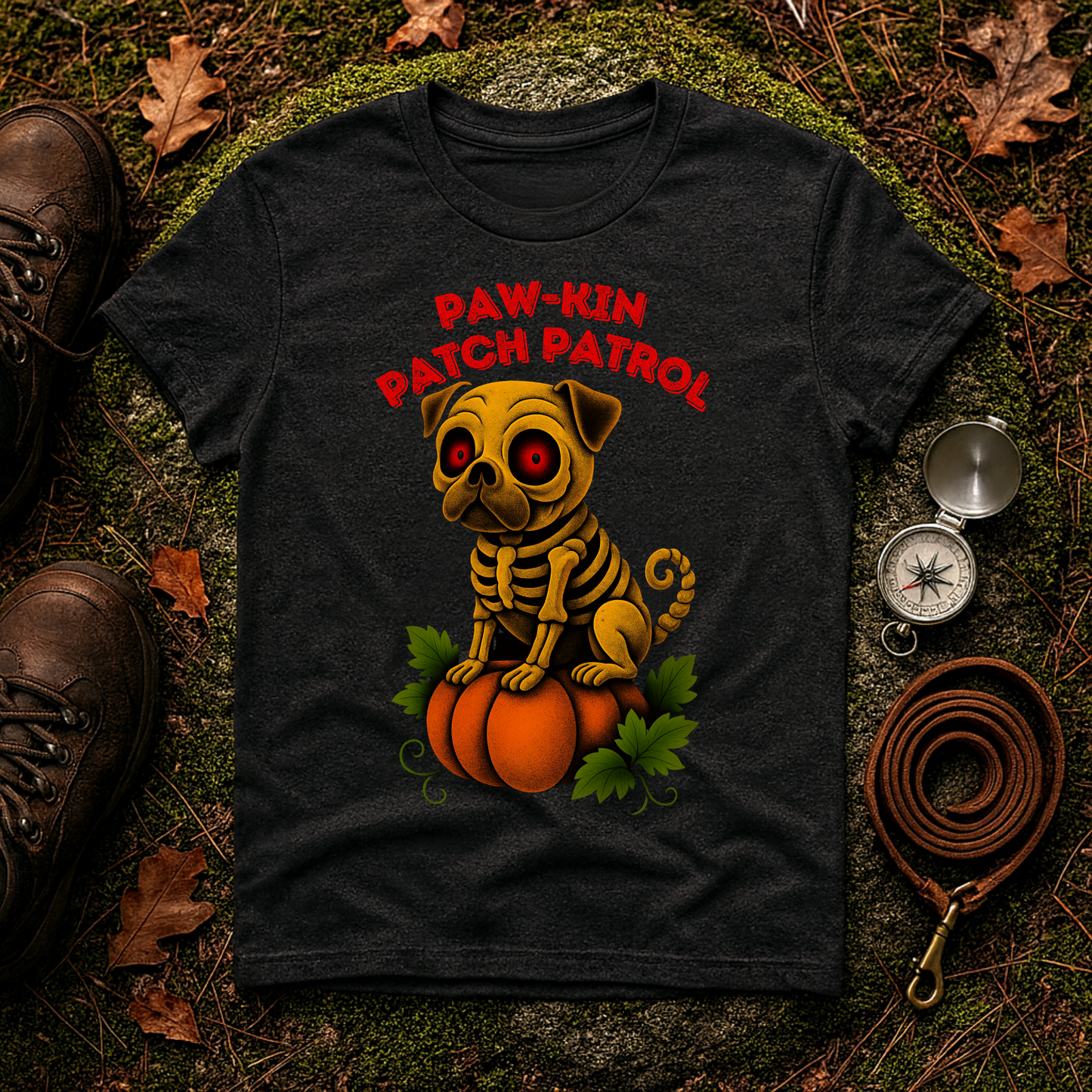 Paw-kin Patch Patrol Pug Halloween Dog Lover T-Shirt