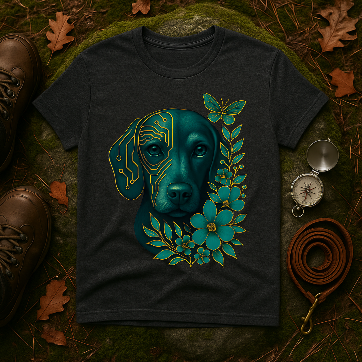 Artistic Dog Lover T-Shirt, Gift for Pet Owners, Nature-Inspired Tee, Birthday Gift, Casual Wear, Unisex Softstyle Tee