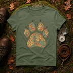 Vintage Tropical Floral Paw Print T-Shirt