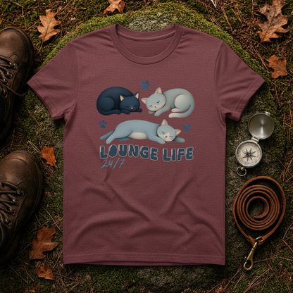 Lounge Life Cat T-Shirt | Funny Lazy Cats 24/7 Graphic Tee
