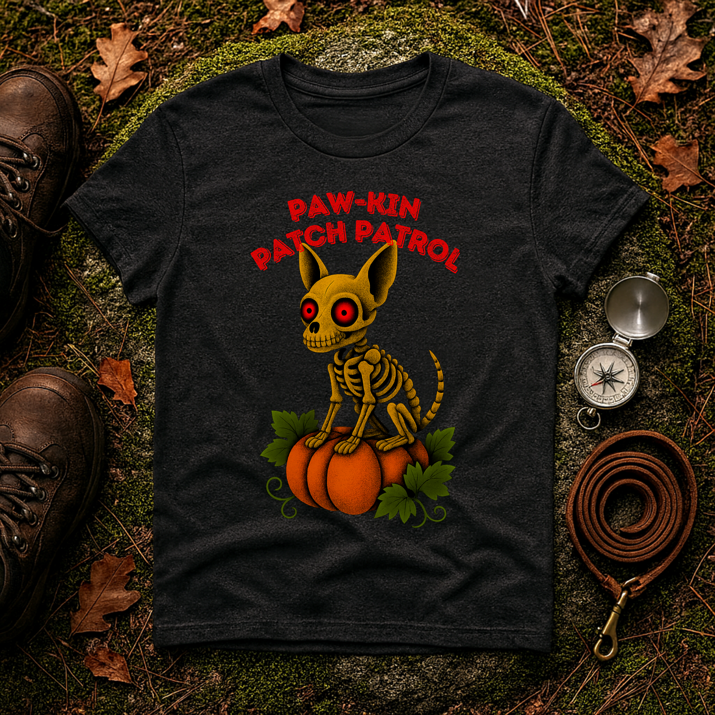 Paw-kin Patch Patrol Skeleton Chihuahua Halloween T-Shirt