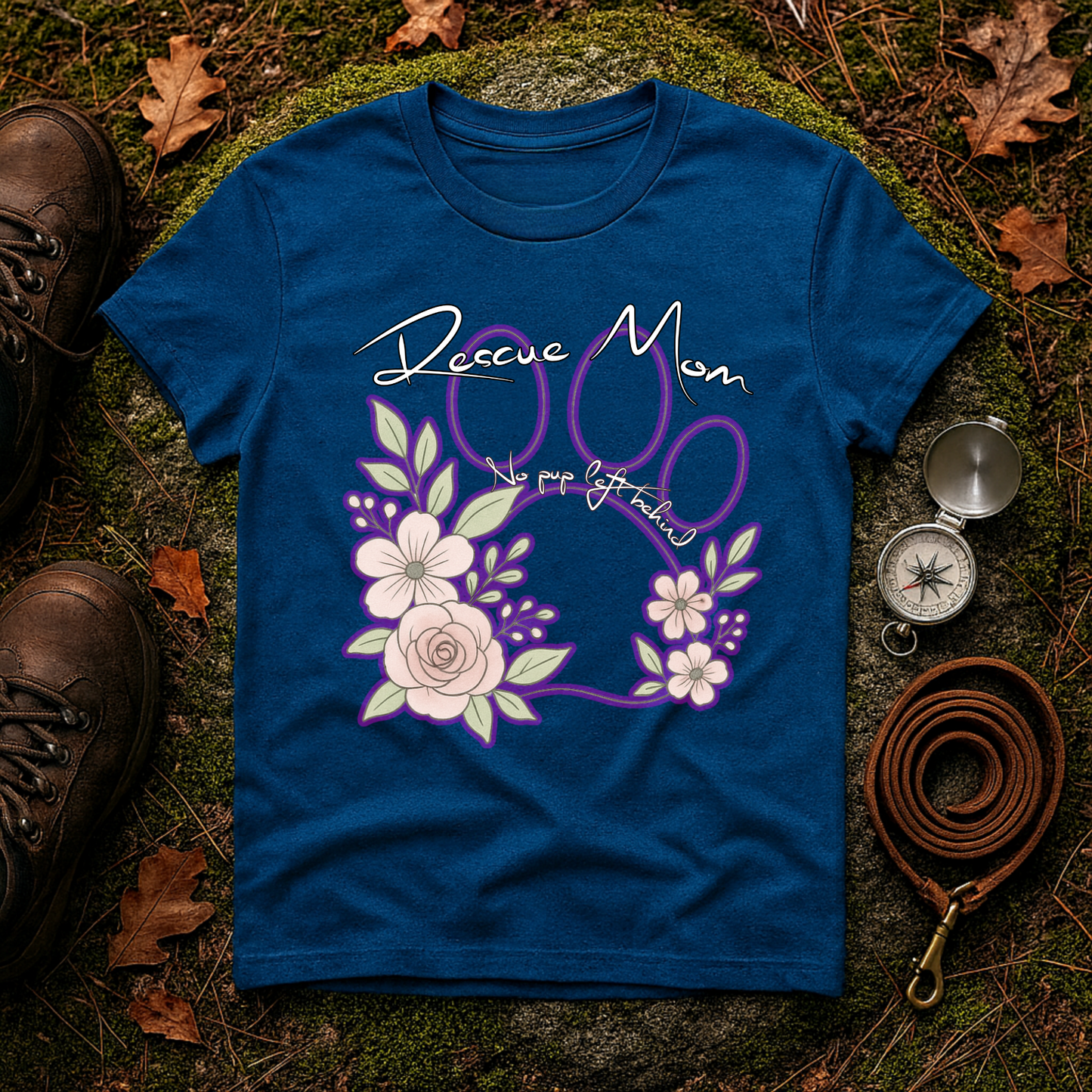 Rescue Mom Floral Paw Print Tee – No Pup Left Behind