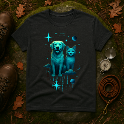 Celestial Dog and Cat Glow Space Pet Lover T-Shirt