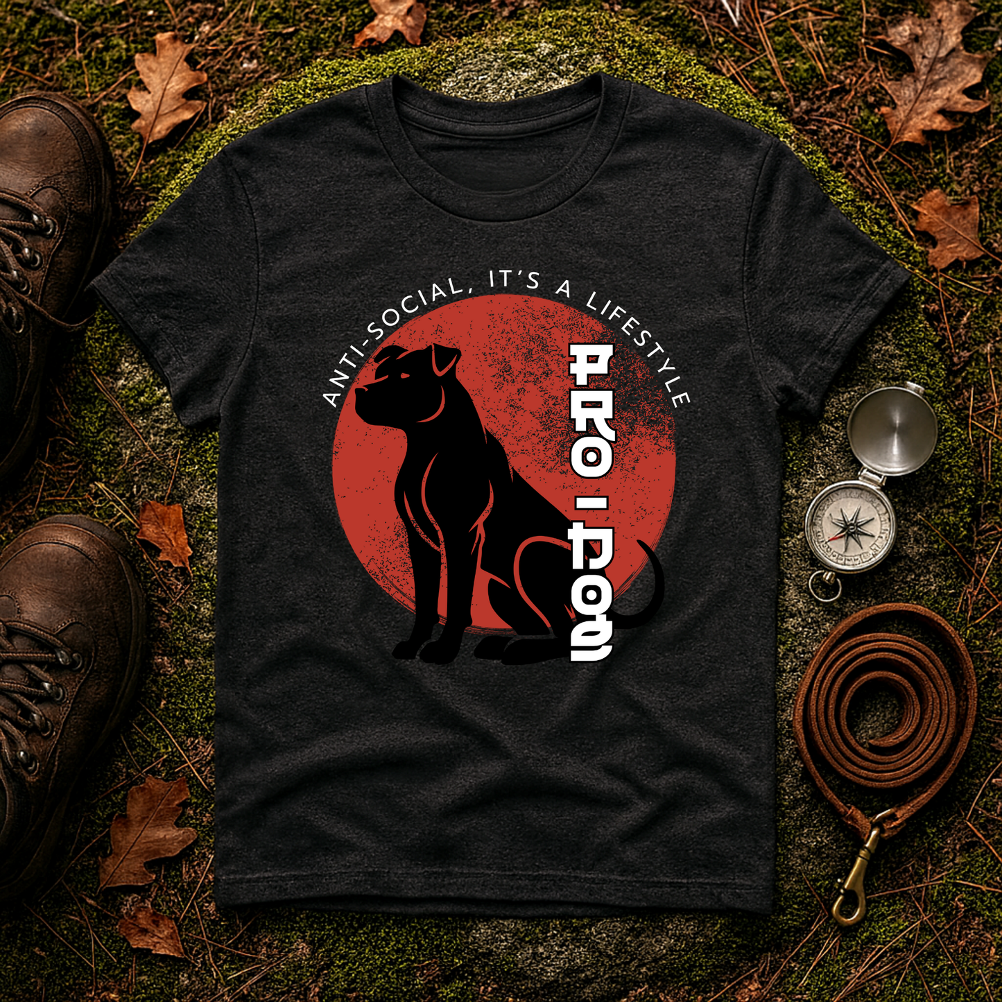 Anti-Social Pro-Dog Lifestyle Tee – Bold Pit Bull Silhouette