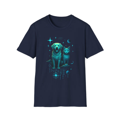 Celestial Dog and Cat Glow Space Pet Lover T-Shirt