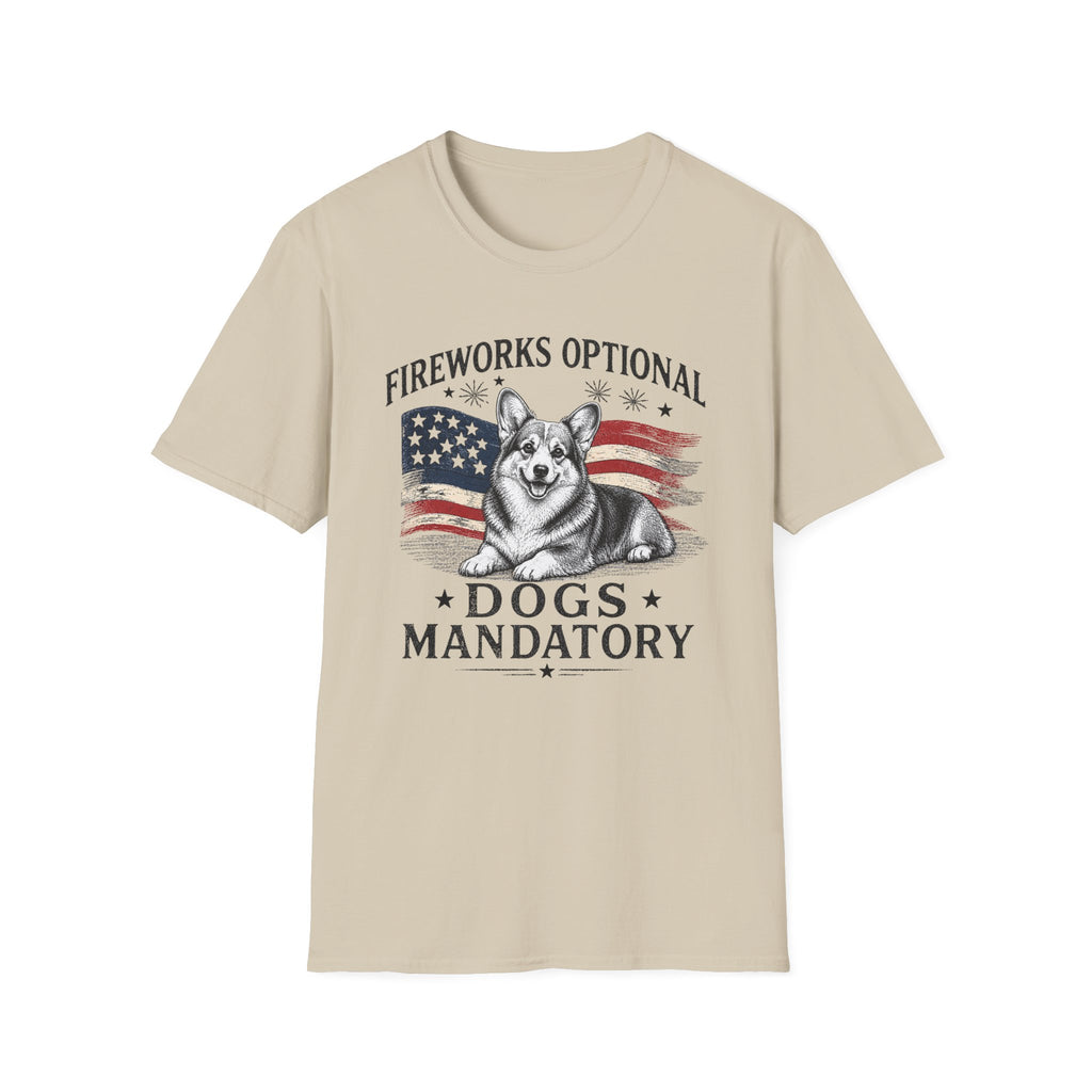 Fireworks Optional Dogs Mandatory Corgi T-Shirt