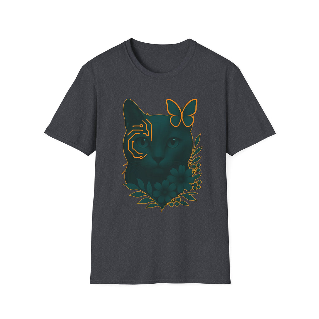 Cyber Floral Cat T-Shirt