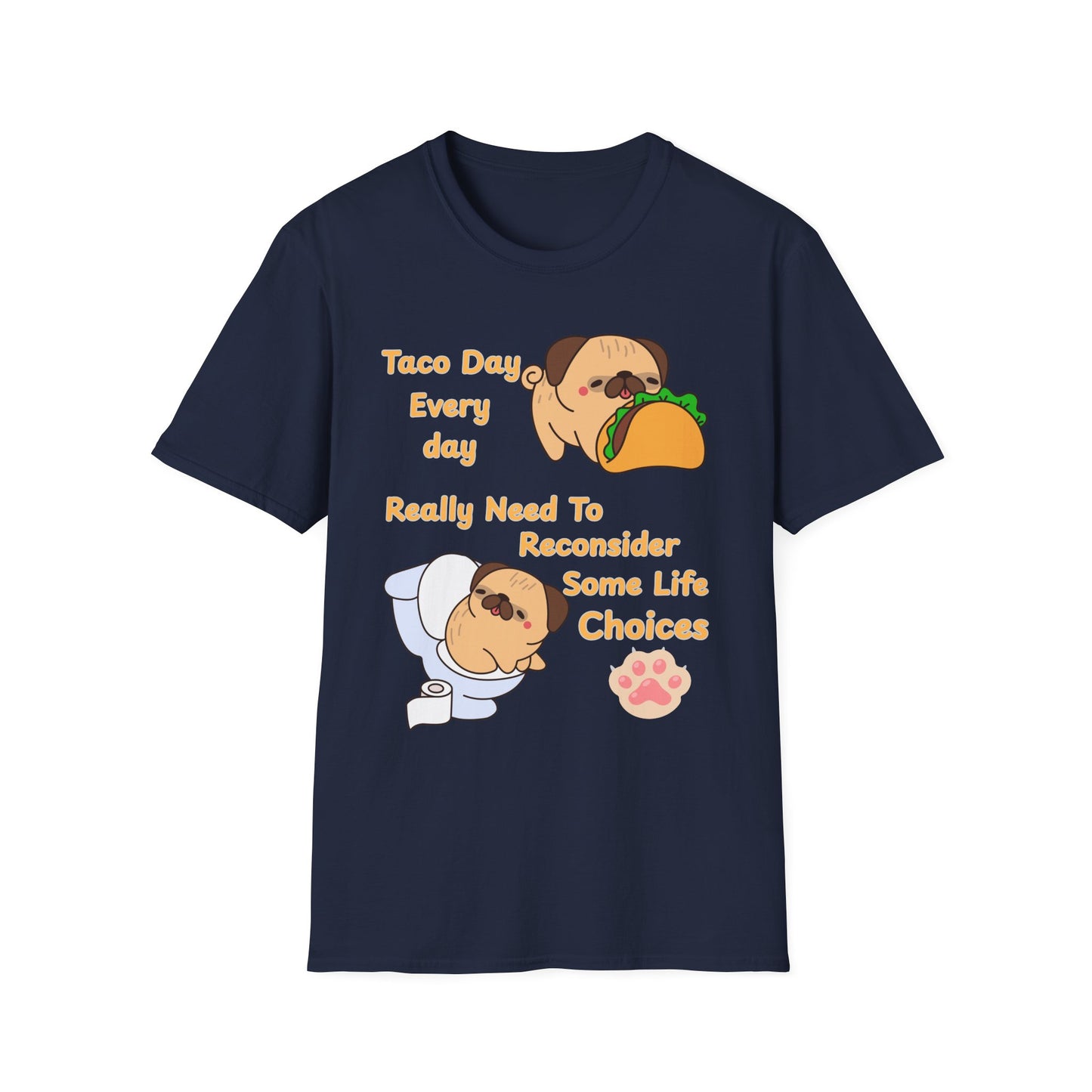 Taco-Themed T-Shirt, Perfect for Taco Lovers, Funny Gift for Foodies, Casual Wear, Pug Lover Shirt