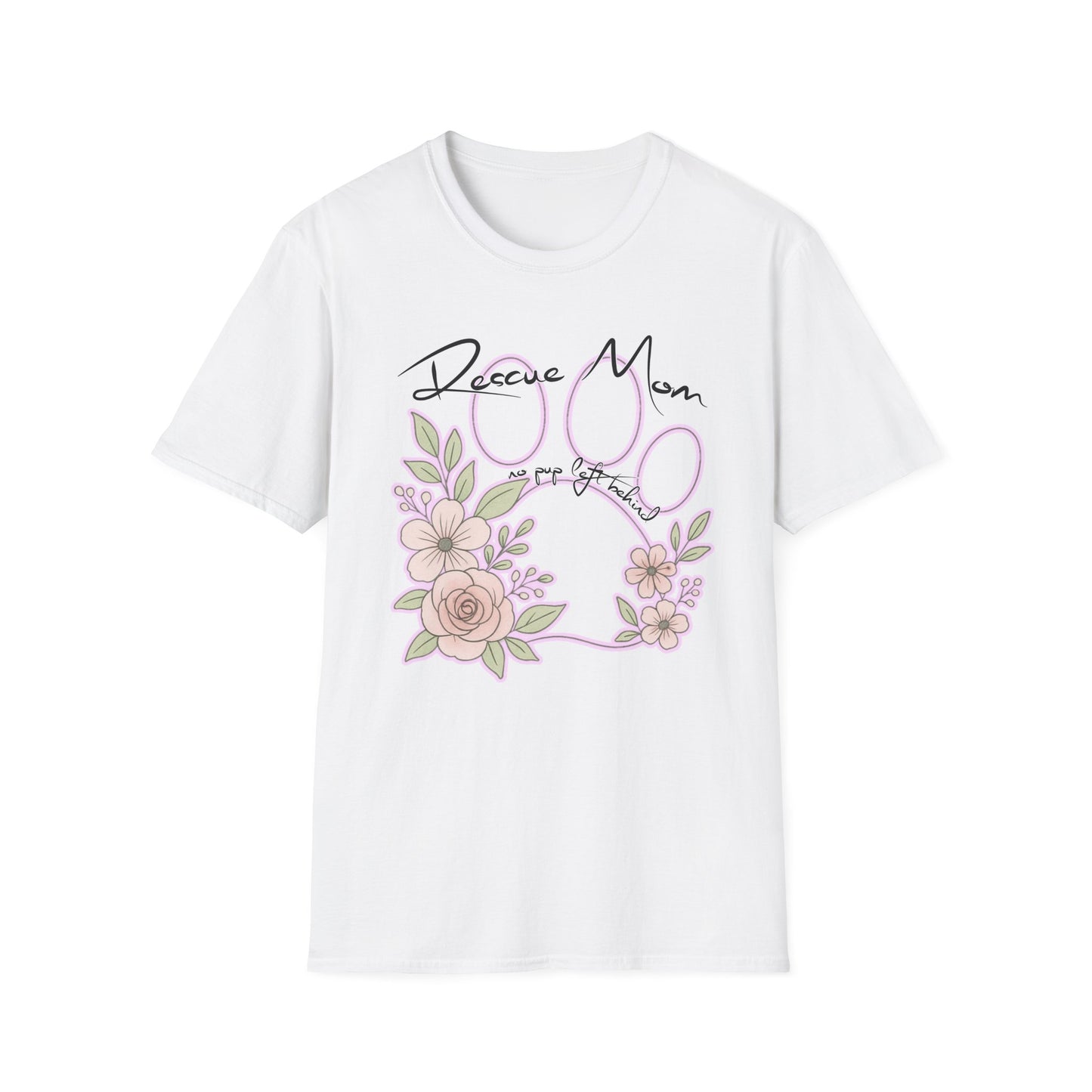 Rescue Mom Floral Paw T-Shirt — Adopt a Rescue Dog