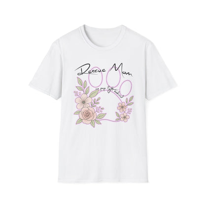Rescue Mom Floral Paw T-Shirt — Adopt a Rescue Dog