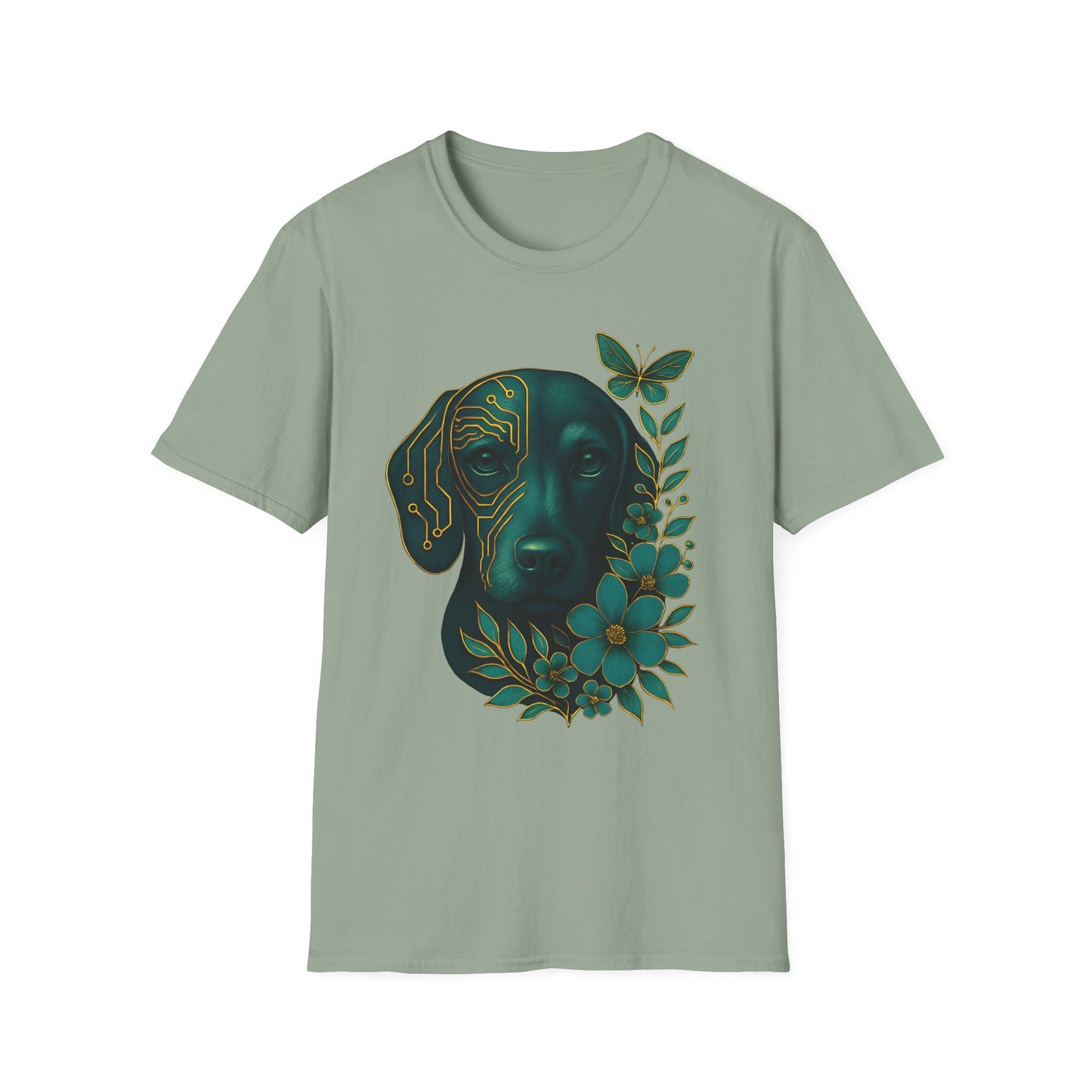 Artistic Dog Lover T-Shirt, Gift for Pet Owners, Nature-Inspired Tee, Birthday Gift, Casual Wear, Unisex Softstyle Tee