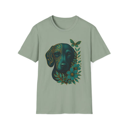 Artistic Dog Lover T-Shirt, Gift for Pet Owners, Nature-Inspired Tee, Birthday Gift, Casual Wear, Unisex Softstyle Tee