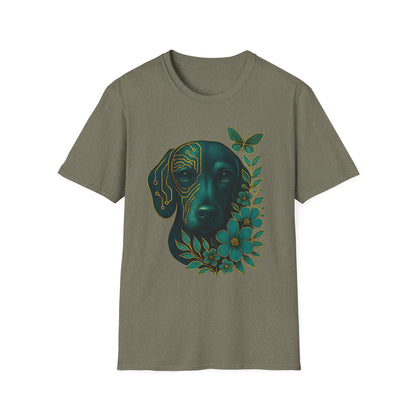 Artistic Dog Lover T-Shirt, Gift for Pet Owners, Nature-Inspired Tee, Birthday Gift, Casual Wear, Unisex Softstyle Tee