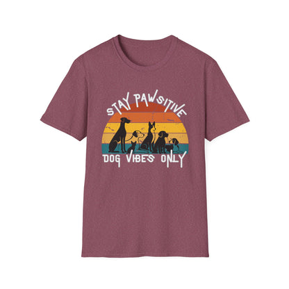 Stay Pawsitive Dog Vibes Tee – Retro Dog Shirt
