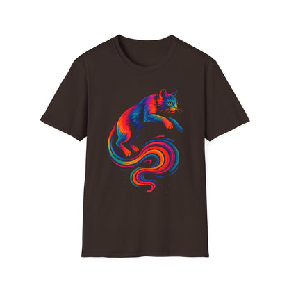 Rainbow Cat Unisex Softstyle T-Shirt, Colorful Cat Tee, Gift for Cat Lovers, Cute Pet Shirt, Fun Casual Outfit, Pride Apparel