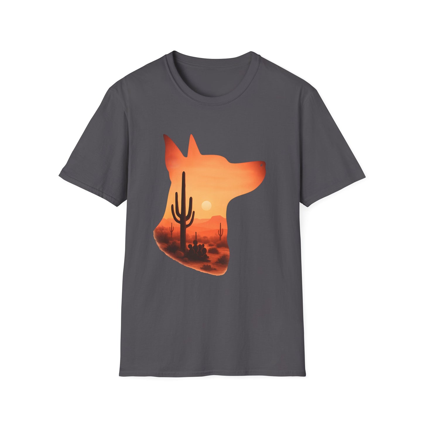 Desert Dog Silhouette T-Shirt | Unisex Graphic Tee, Dog Lover Gift, Nature Vibe Shirt, Outdoor Adventure Apparel, Casual Everyday Wear