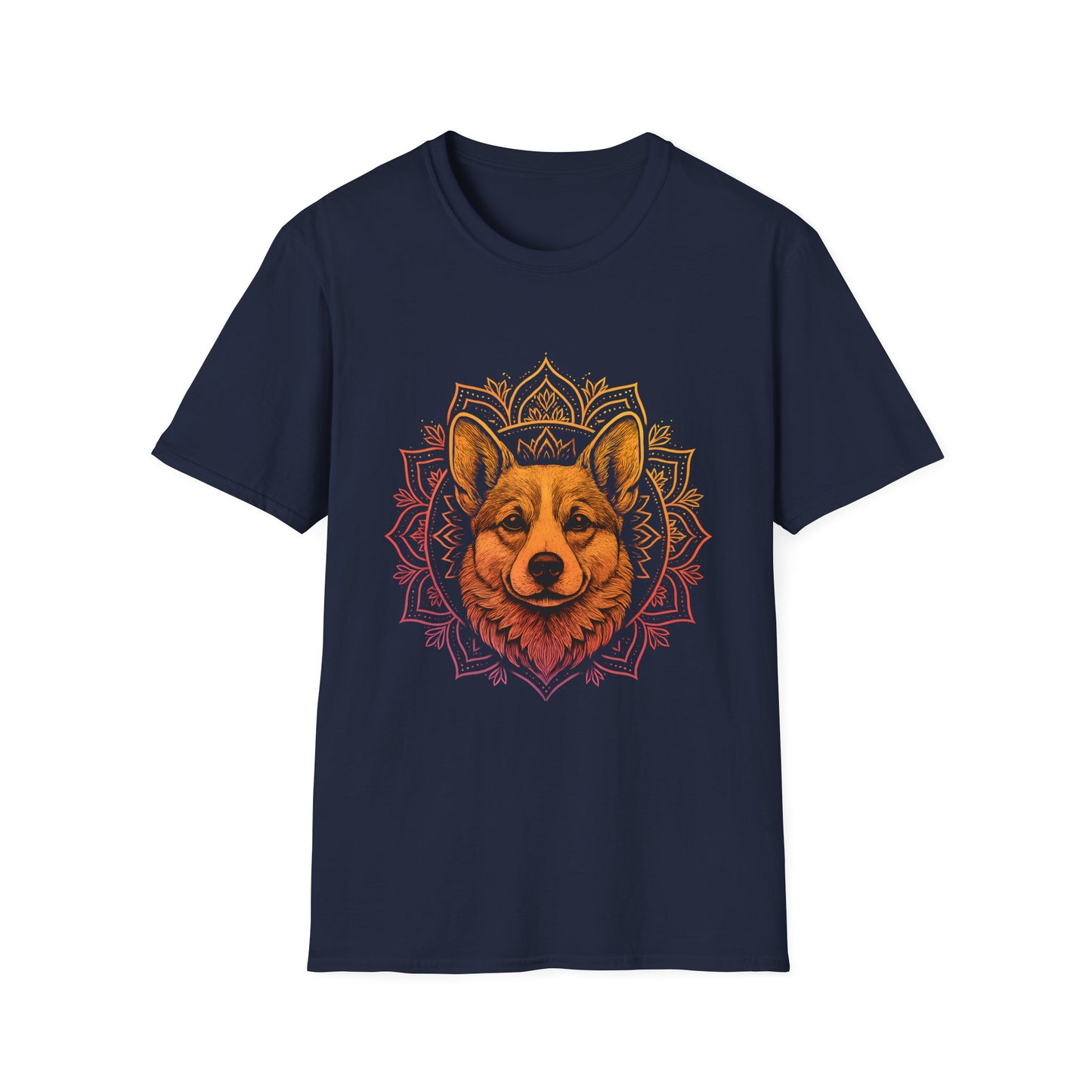 Corgi Mandala T-Shirt, Unisex Graphic Tee for Animal Lovers, Corgi Shirt for Birthdays, Casual Wear, Dog Lover Gift