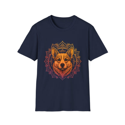 Corgi Mandala T-Shirt, Unisex Graphic Tee for Animal Lovers, Corgi Shirt for Birthdays, Casual Wear, Dog Lover Gift