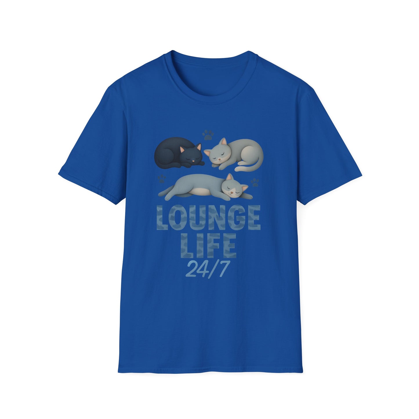 Lounge Life 24/7 Cute Sleeping Cats Funny T-Shirt,Gift for Cat Owners, Cat-Themed Apparel