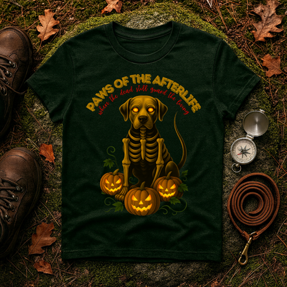 Paws of the Afterlife Labrador Skeleton Halloween T-Shirt